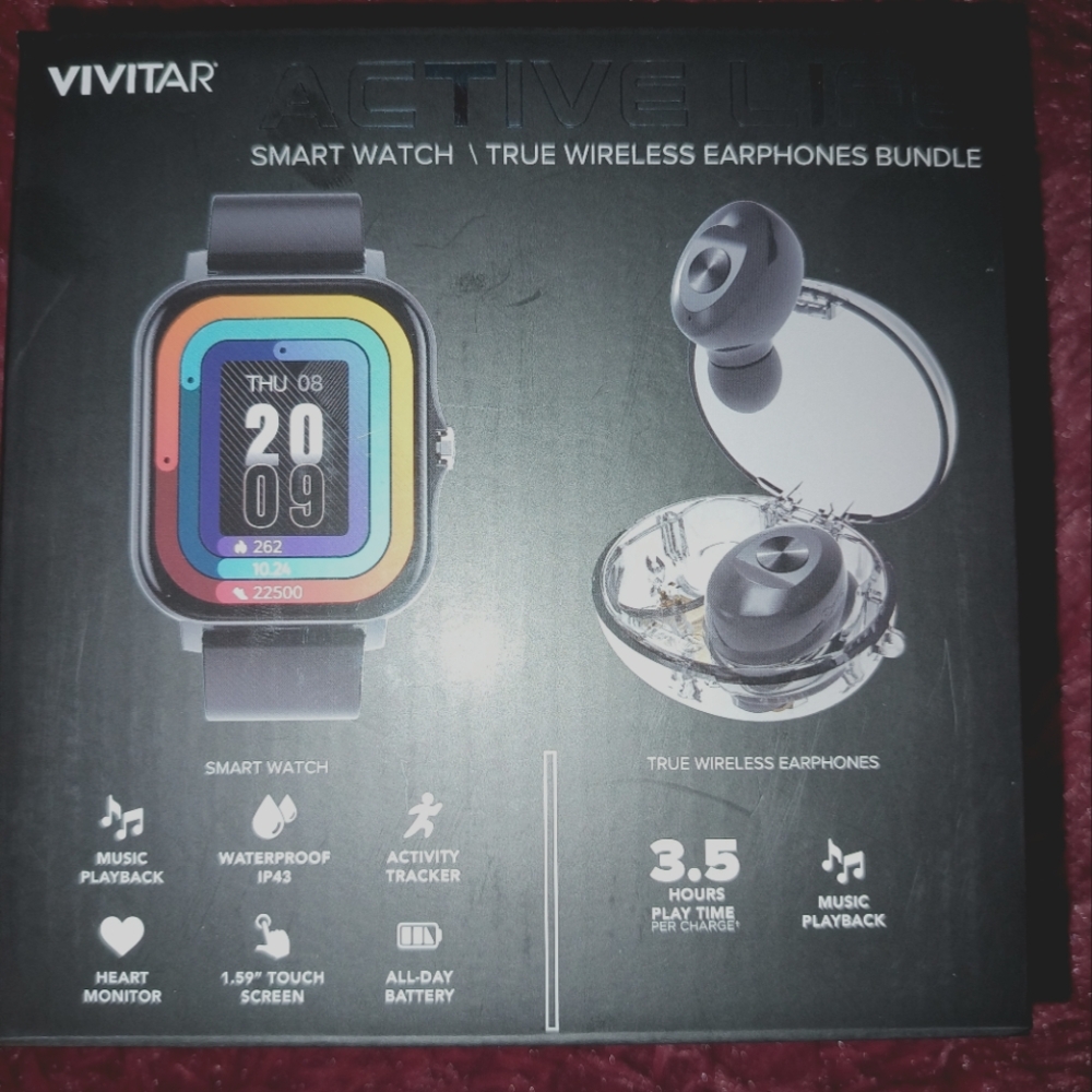 Vivitar smart watch and ear buds
